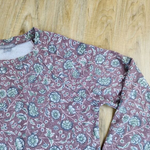 💛Peace & Pearls Floral Fleece Lined Long Sleeve Top Medium - Picture 4 of 9